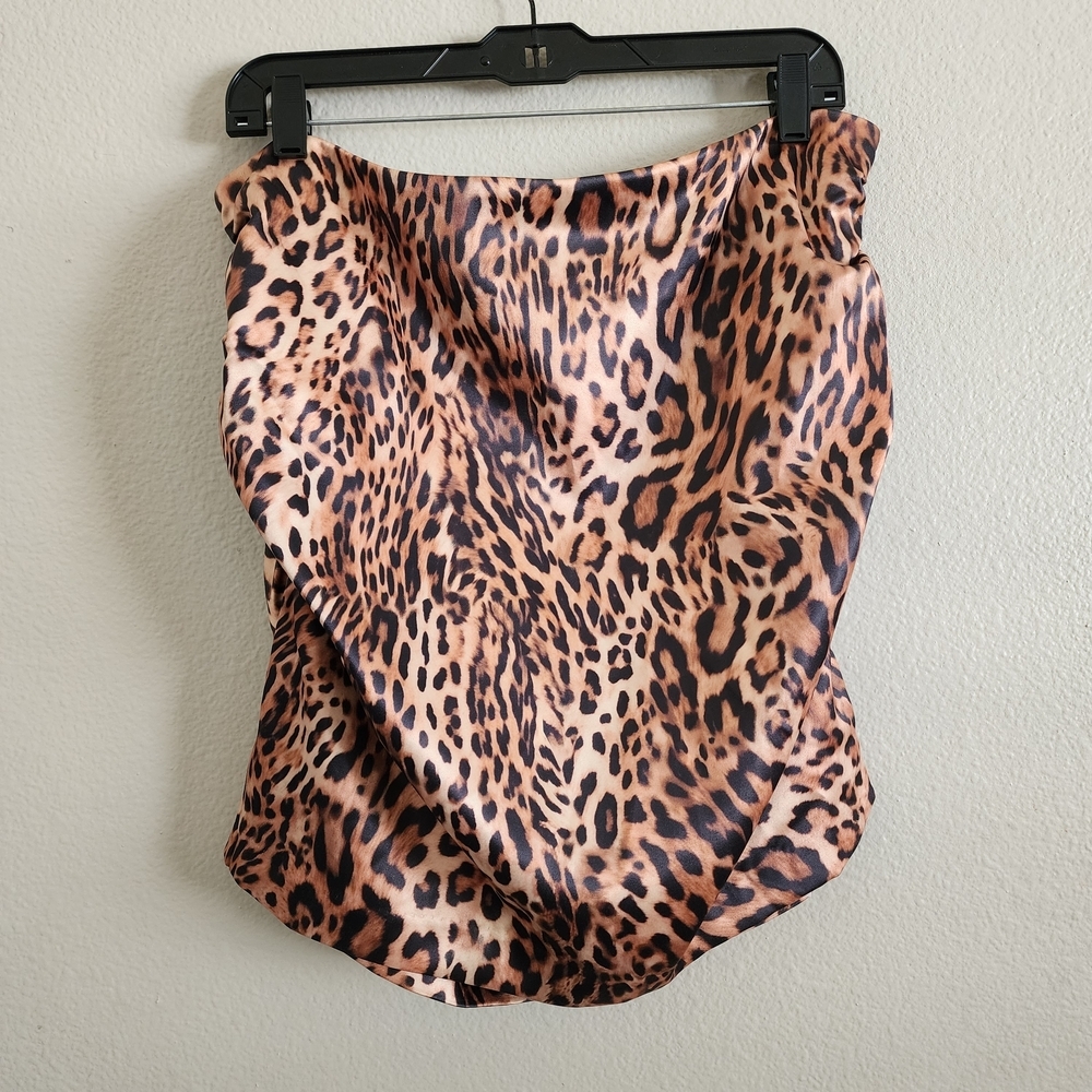 Lovers and Friends Taylor Leopard Print Satin Mini Skirt XL Revolve Sexy